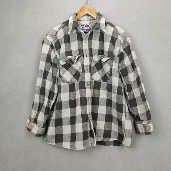 Williams Bay Other - Williams Bay Flannel Shirt Mens Light Gray Black Plaid‎ Chest Pocket Button Up